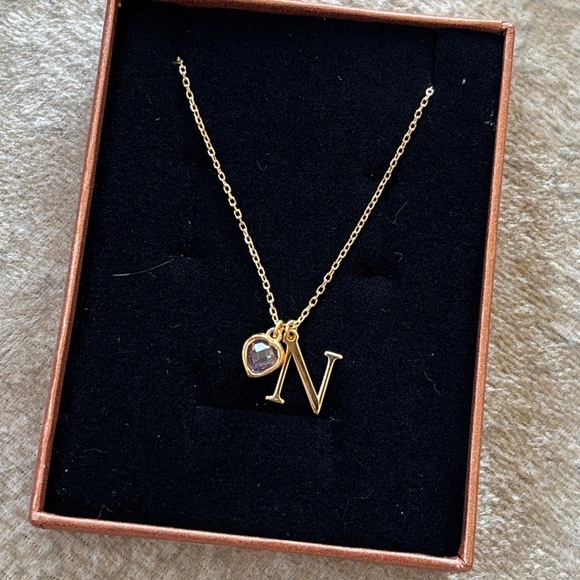 Brand New 14K Gold Plated 925 Sterling Silver Initial "N" & Alexandrite Necklace - Picture 2 of 16